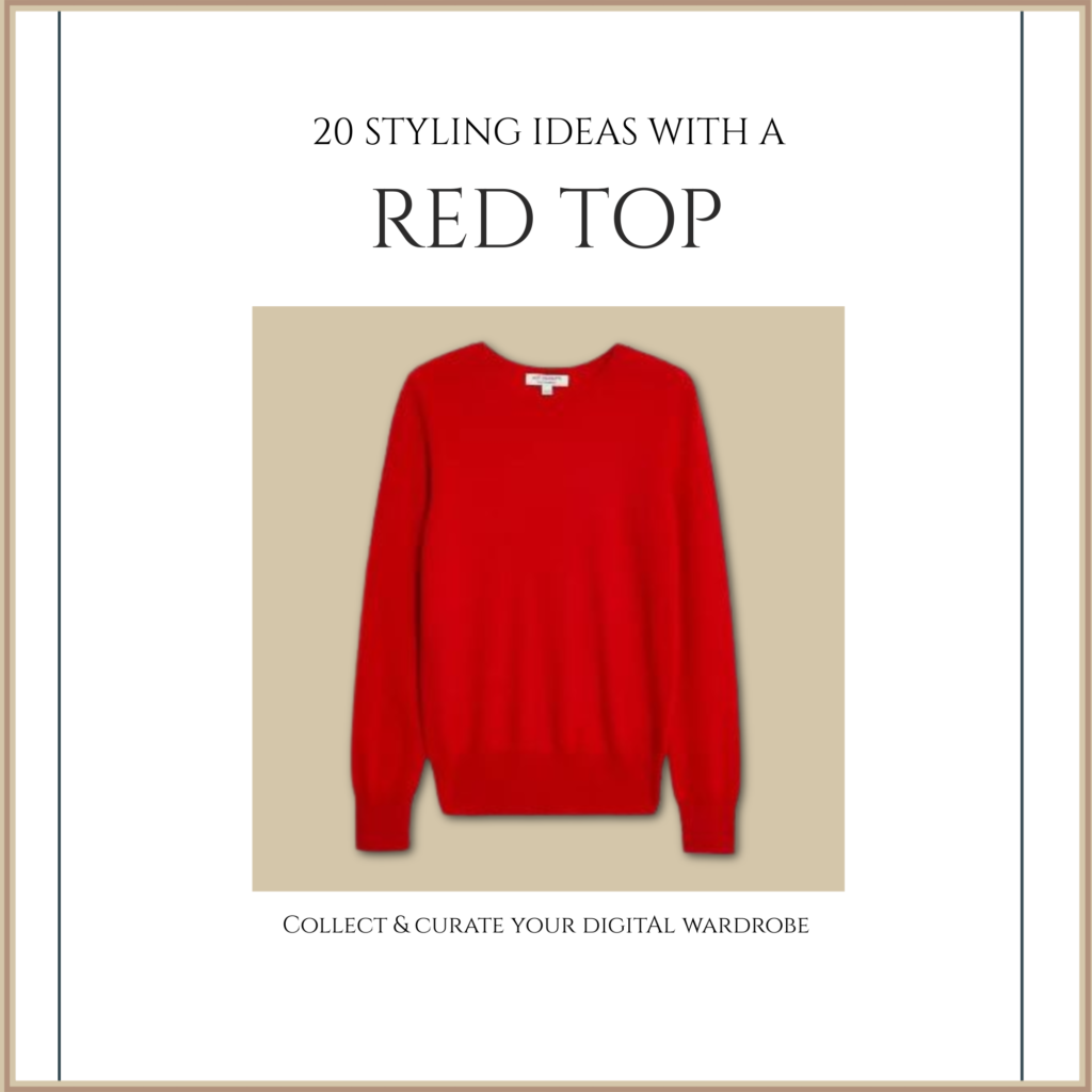 Digital wardrobe guide with 20 styling ideas with a red top