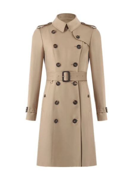 Wool Gathered Waist Double-Breasted Women Trench Coat