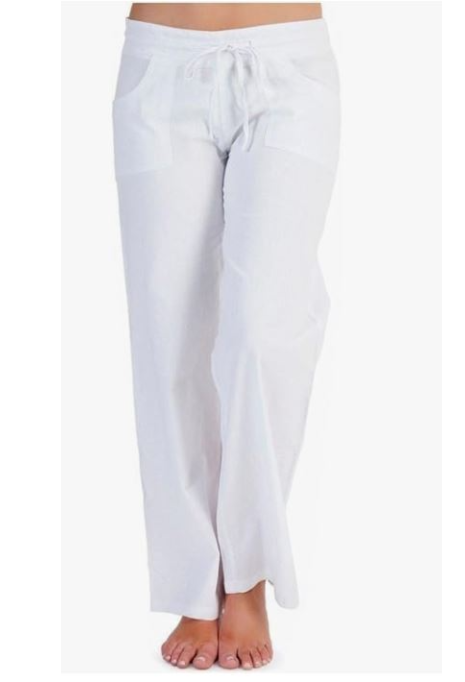 Ladies Womens Linen Casual Trousers with Pockets