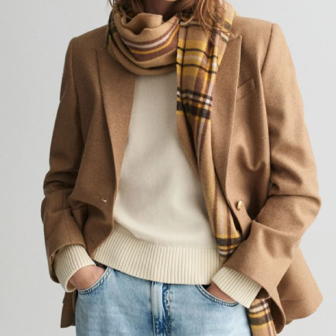 camel blazer outfit for fall