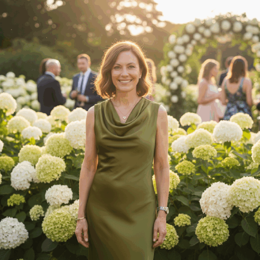 Green dress for a wedding guest outfit