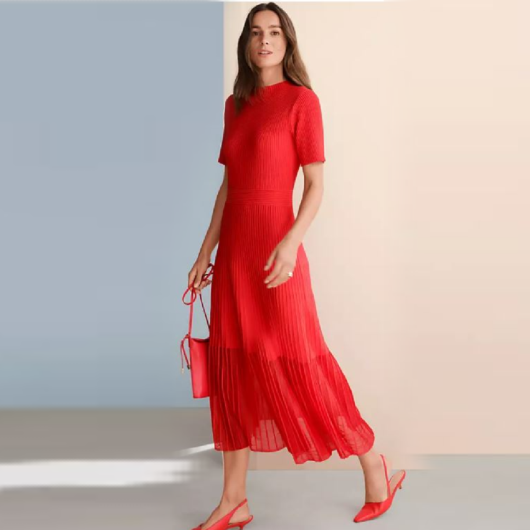 Red Midi Wedding Gust Dress