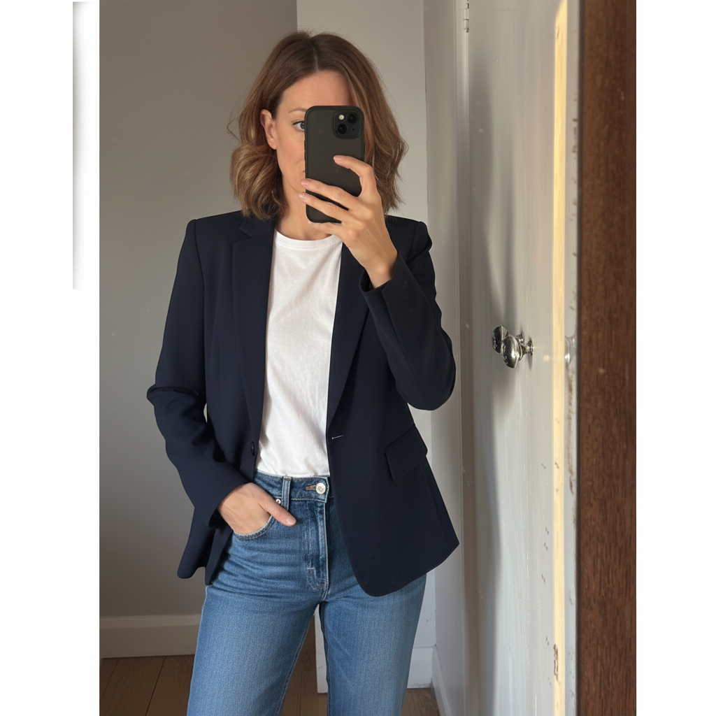 navy blazer outfit over 50
